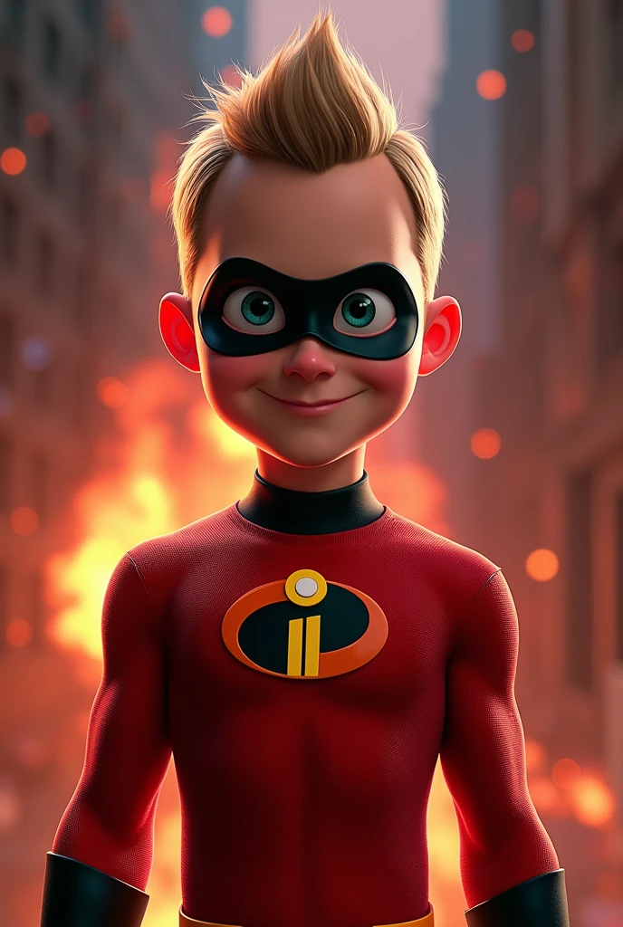 ((masterpiece, best quality)), dash parr, teen boy, golden-blonde hair, blue eyes, red bodysuit, hugging own legs, domino mask, ((sad, looking down, teary)), city rooftop, night, raining, <lora:DashParr1-606:0.7>, <lora:hugging_own_legs_v0.3:0.7>,