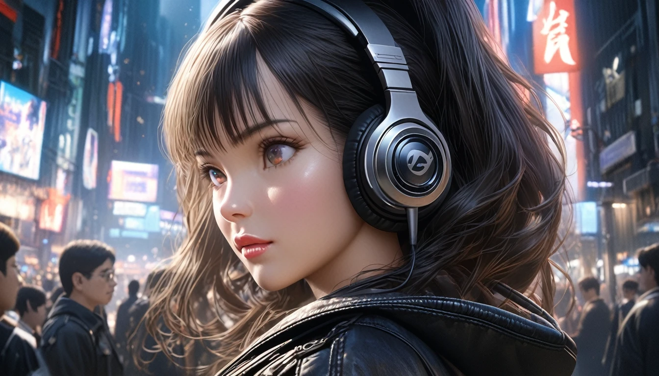 Fully nude Anime - Stylistic image of a woman in a dress and a leather jacket, Use headphones, photorealistic anime girl rendering, CG art soft anime, Realistic 3D anime style, anime big breast. Soft lighting, Realistic anime art, digital anime art, detailed digital anime art, 4K anime style, advanced digital anime art, seductive anime girls, anime styled digital art, 3D style anime, hijabi sluty