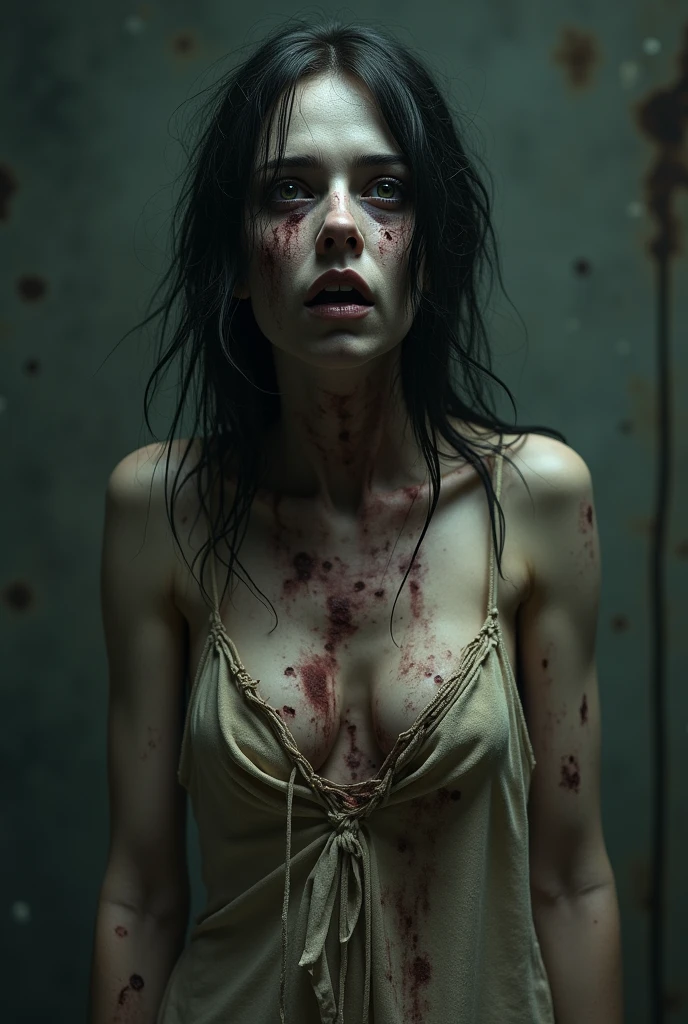 masterpiece inspired by Hellraiser, H. P. Lovecraft and Evil Dead 2013, realistic full body ((hard body pierced)) photography of two young evil skinny female, without clothes slim skinny young two evil female with hard body pierced ((two young slim skinny young evil female, full body pierced)), decomposing, out dark-black liquid from decomposing body, 12k definition, full body of two beautiful cute young skinny creepy scary evil female psycho monster bat young girl with sparkly translucent pale ghostly dark evil skin cuddling close without clothes decaying black-blue liquid body with piercing, very intricate scary facepaint bodypaint full pierced with dark liquid out, detailed bright ghostly dark liquid out from eyes, freaky shiny evil skinny emo, light blue and light green dark hair, and evil scary wicked grin-blue, dark shadowy scene in very spooky haunted house, ultra-detailed, ((dark art)), horror swamp, full body view, head to toe, UHD