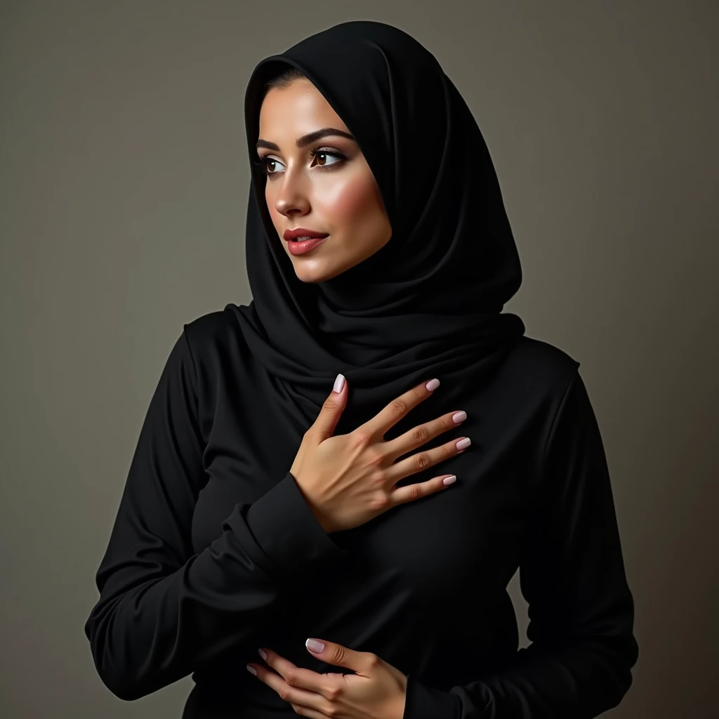 Muslim girl playing with her breasts