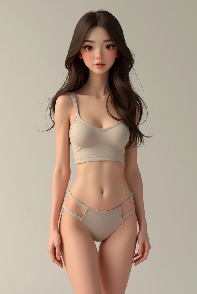 niplles, visible from a white shirt (((work of art, highest quallity)), witheout panties, 1 girl, (photorrealistic: 1.4), standing alone, White background, Bblack hair, long hair, Absolute Area, overskirt, ((whole body)),  
