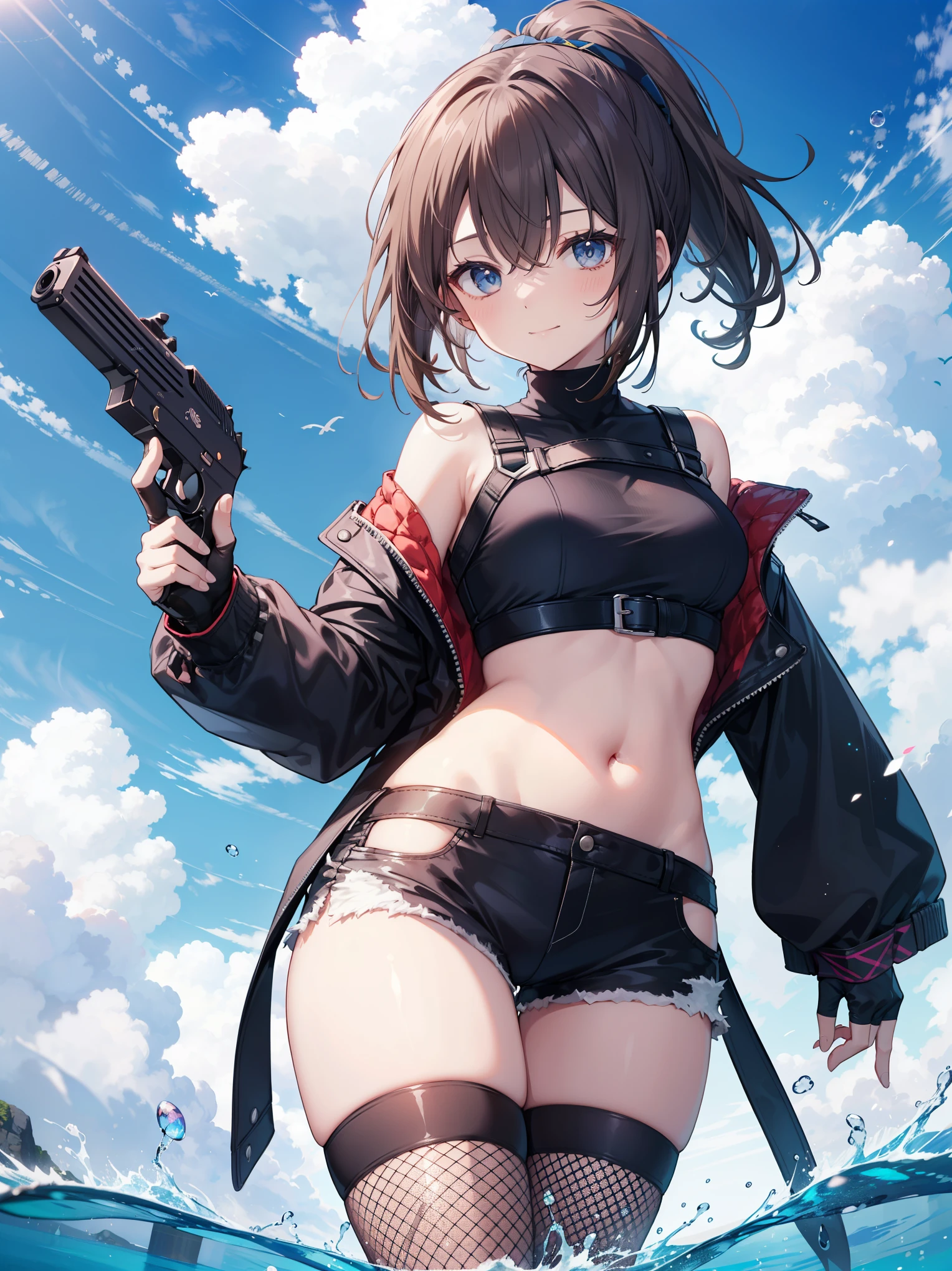 Best Quality,8K,middle School girl , Shaped body, with curves, mid breasts , Short hair, facing the camera, Very strong