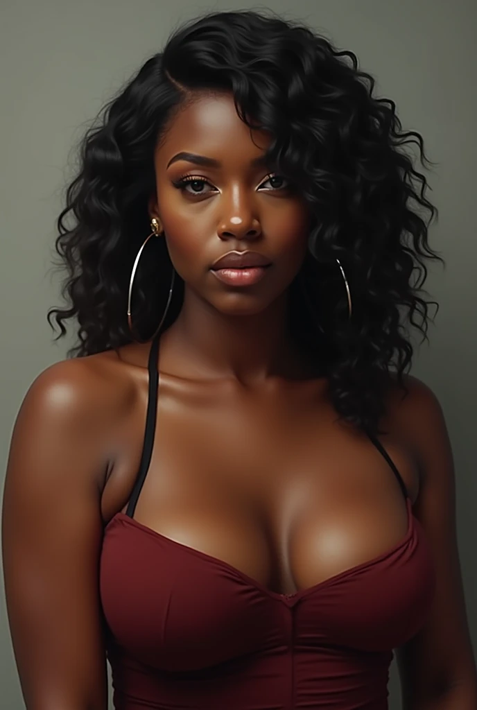 Masterpiece, high quality, (brown skin girl), goth, portrait, naked, piercings, bedroom background, black eyes, vivid colors, studio lighting, small chest, petite