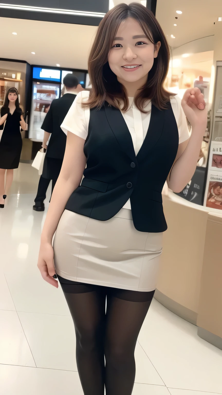 ((top-quality、masterpiece、photographrealistic:1.4、in 8K))、Beautuful Women1a person、25years old、delicate and beautiful face、Eyes and faces with detailed 、(Modern workplace with computer:1.2)、(Shirt:1.2)、(standing:1.2)、A smile、Beautiful lighting、Textured skin、Super Detail、high detailing、High quality、hight resolution、(looking at the viewers)、Detailed mouth、Opening Mouth、full body Esbian、tight skirts、Women at work、Fishnet Stockings、Coffee、window、Women who can work、high-heels, short hair