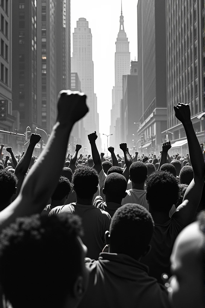 Crowd of people protesting more people facing front and black and white more people