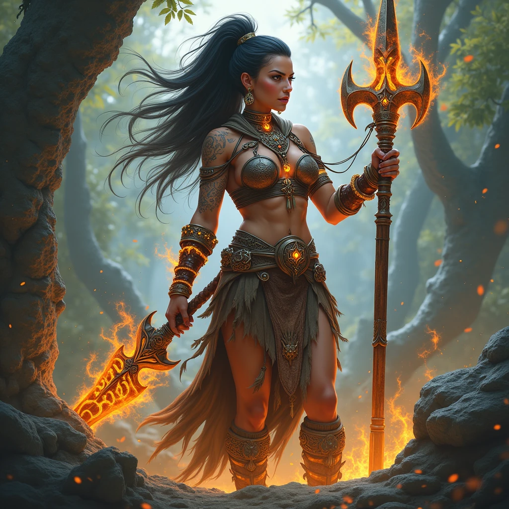 uma pintura de uma mulher segurando uma espada em um quarto, portrait of a barbarian woman, portrait of a barbarian woman, barbarian warrior woman, uma mulher berserker muito bonita, Warrior Woman, Retrato de uma mulher guerreira, Guerreira adulta do norte, Guerreira do Norte, very beautiful female barbarian, barbarian woman, uma bela mulher guerreira, female warrior, Magali Villeneuve»