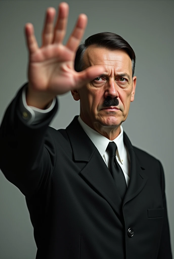 8k, RAW photo, best quality, photorealistic, ultra high res, masterwork, 1man, Adolf Hitler, pov, incoming headpat, view from below, outstretched arm, looking at viewer <lora:concept_incomingheadpat:1> <lora:Adolf-Diffusion2:1>