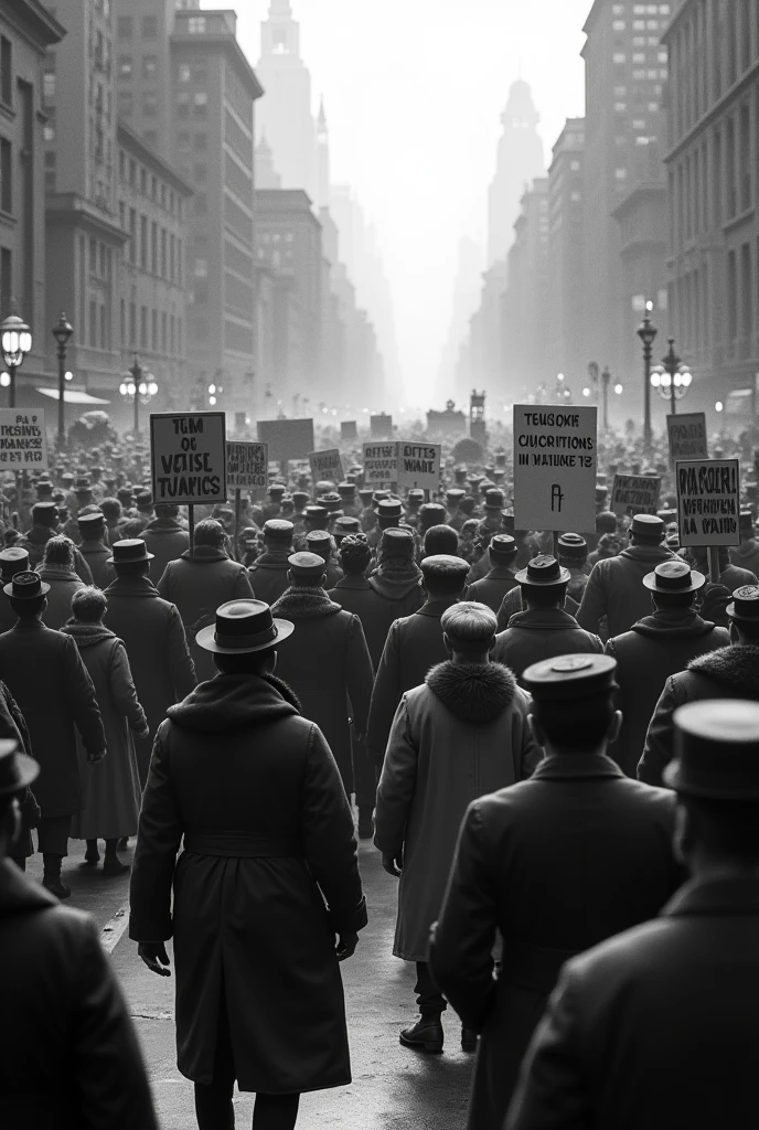 A peaceful protest for the civil rights, 60's, black people reclaiming their rights, men and women and children together, a crowd moving peacefully, martin luther king parade washington dc, black and white, 60's vintage clothing style, to be used as a background, Masterpiece, Best Quality, 8k