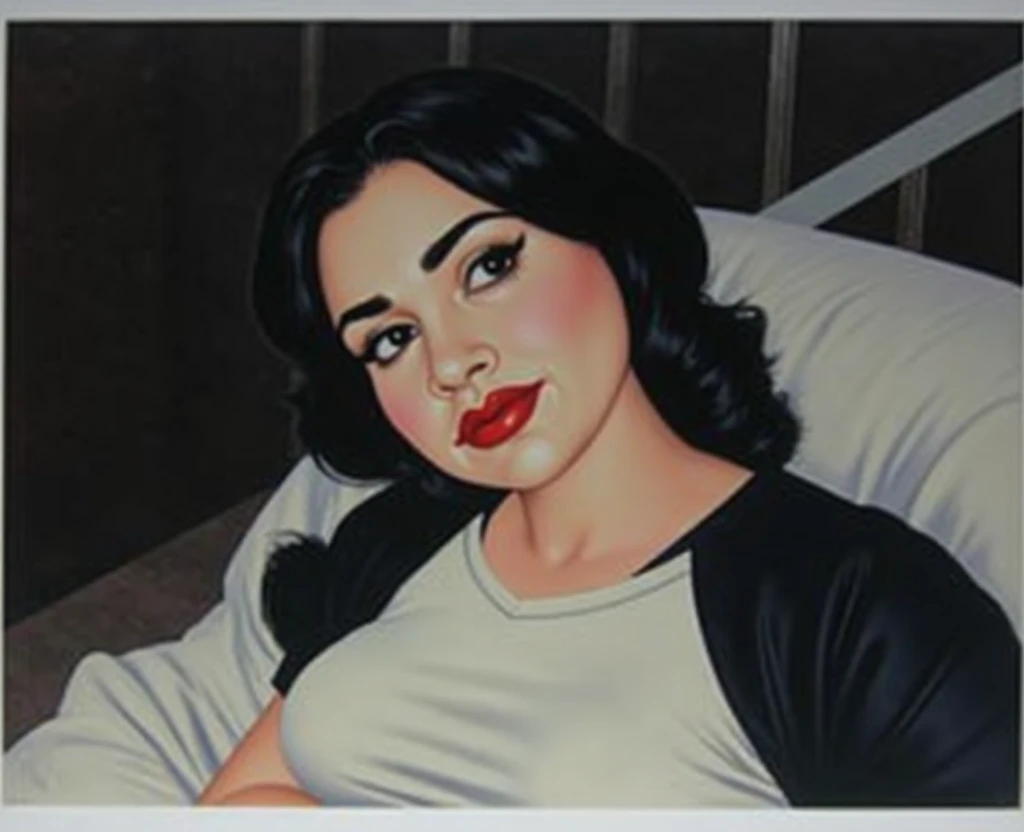 woman with black dress and red lipstick in a restaurant, by Nándor Katona, realistic photo, inspired by Antônio Parreiras, inspired by Maria Helena Vieira da Silva, Emma Ríos, inspired by Almada Negreiros, woman of 30 years, woman of 3 0 years