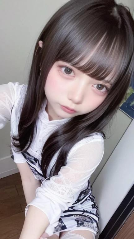masterpiece , Highest quality , Very detailed , 1 person, ((Contrasting Eyes)) , Are standing , blouse, skirt , bangs , room , field, Run
