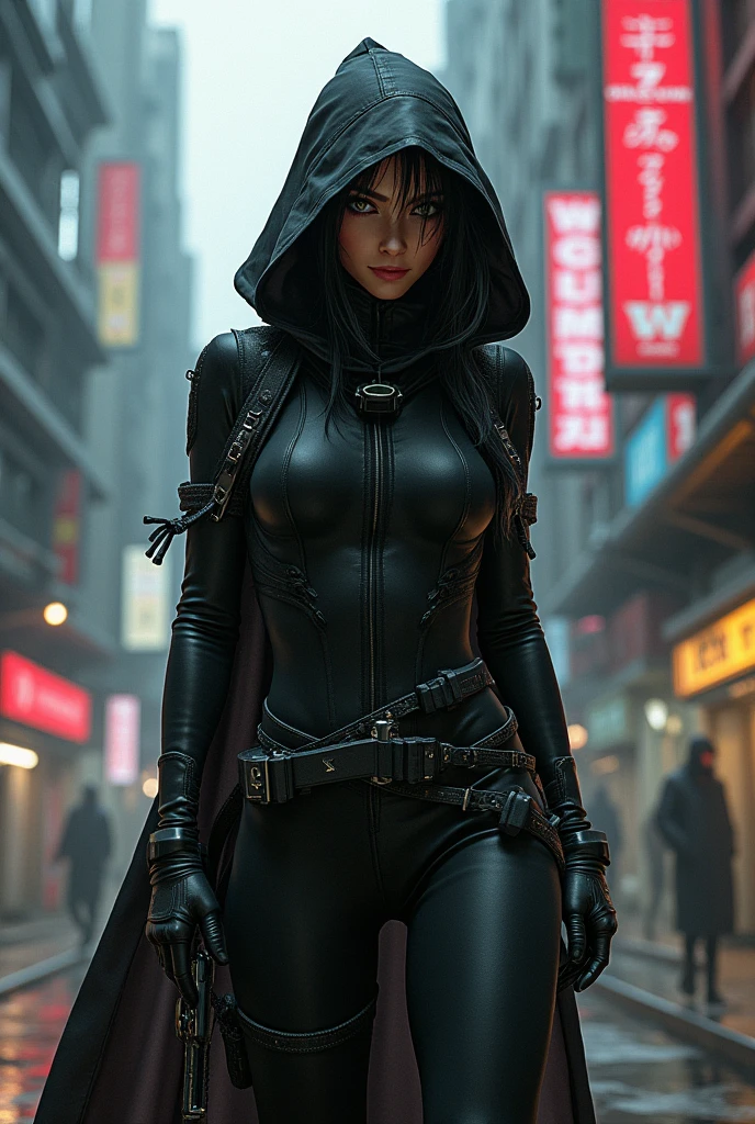 cinematic movie Poster featuring (profjen) as a cyberpunk hermetic wizard wearing ornate hooded leather techrobes, neon light, weaving a neon spell pose, night, rain, cyberpunk street in the background, (masterpiece:1.2), best quality <lora:LORA-XenoDetailer-v3:0.75> <lora:Clothing - Mechanical Armor:0.28> mech4rmor, glowing