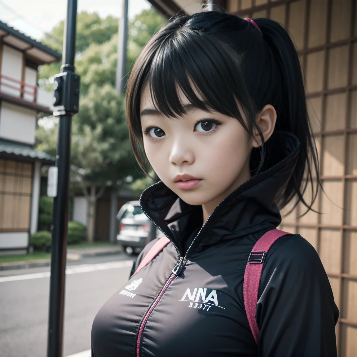 Japanese young girl,ninja suit,