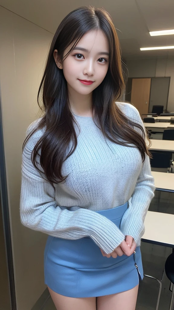 Arab Asian woman wearing skirt and sweater leaning on table, Korean Girls, Young and cute gravure idol, realistic Young Gravure Idol, young Asian Girl, Beautiful face with arms and legs, beautiful Asian Girl, Japanese Model, Young and sexy gravure idol, Attractive pose, A young and slender gravure idol, Asian Girl, Young Gravure Idol