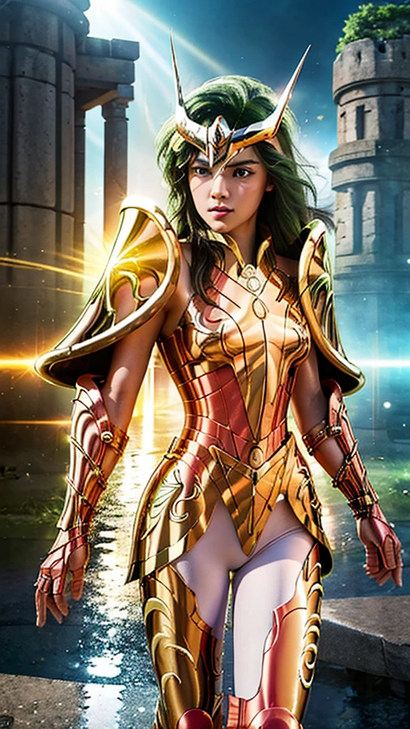 (((1woman)))  a hyper realistic ultra detailed photograph of a pretty japan woman full pose style photorealistic full pose style at agreek ruins background, tattered shiny metal armor, long green hair, blue eyes, dynamic pose, detailed symmetric beautiful hazel eyes, detailed gorgeous face, 30-megapixel, 4k, Canon EOS 5D Mark IV DSLR, 85mm lens, sharp focus, intricately detailed, long exposure time, f/8, ISO 100, shutter speed 1/125, diffuse back lighting, award winning photograph, facing camera, looking into camera, monovisions, perfect contrast, High sharpness, facial symmetry, depth of field, ultra-detailed photography, raytraced, global illumination, TanvirTamim, smooth, ultra high definition, 8k, unreal engine 5, ultra sharp focus, award-winning photograph, trending on artstation, realistick 8k