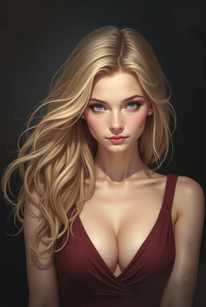 ch3rryg1g, ((Masterpiece)), ((ultraHD)), Women, African, dark brown skin, long hair, bright blonde hair, straight hair, permed hair, skinny, small breasts, lipstick, cute face
