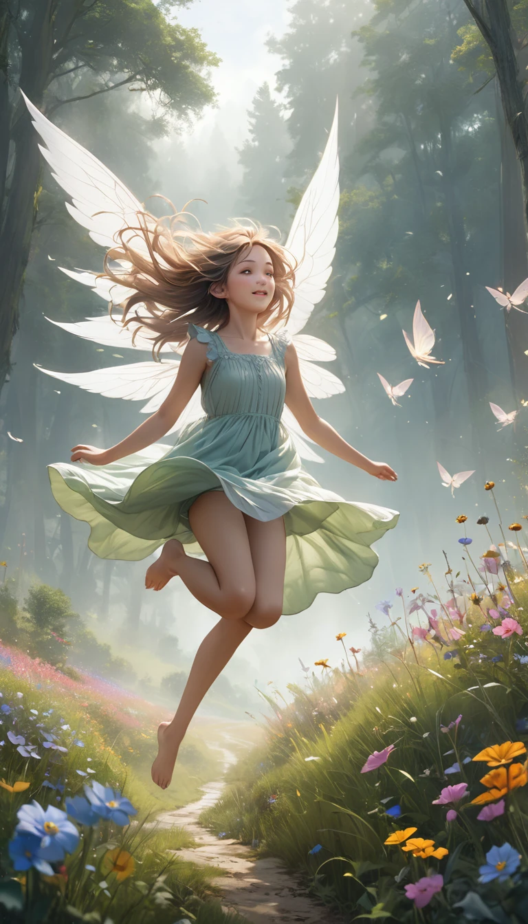creates an enchanted forest scene with a fairy flying in the middle --auto --s2