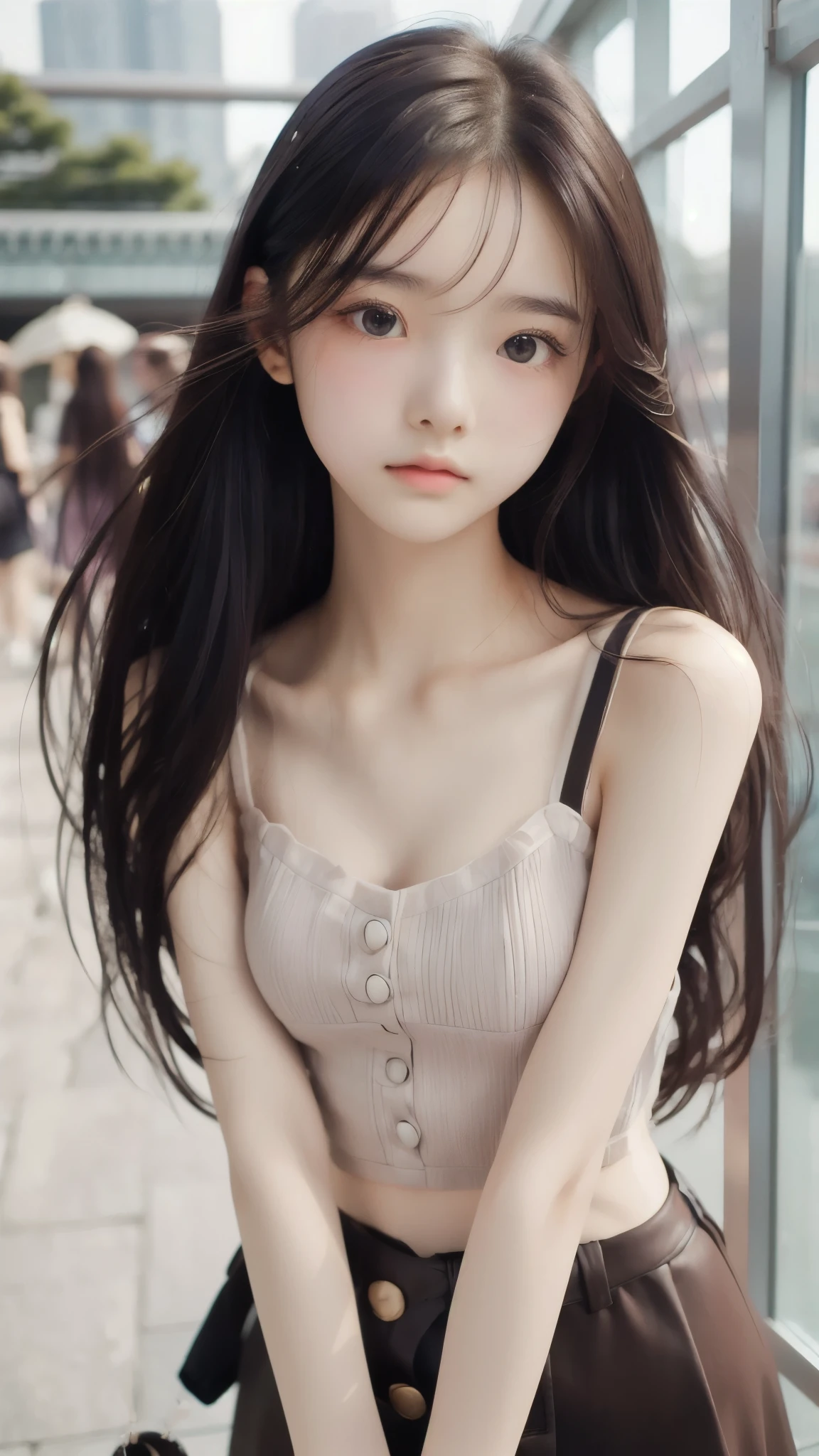 ((sfw: 1.4)), ((sfw, long-hair, sidelocks-hair, 1 Girl)), Ultra High Resolution, (Realistic: 1.4), RAW Photo, Best Quality, (Photorealistic Stick), Focus, Soft Light, ((Age15)), (( (young face))), (surface), (depth of field), masterpiece, (realistic), woman, bangs, ((1 girl))