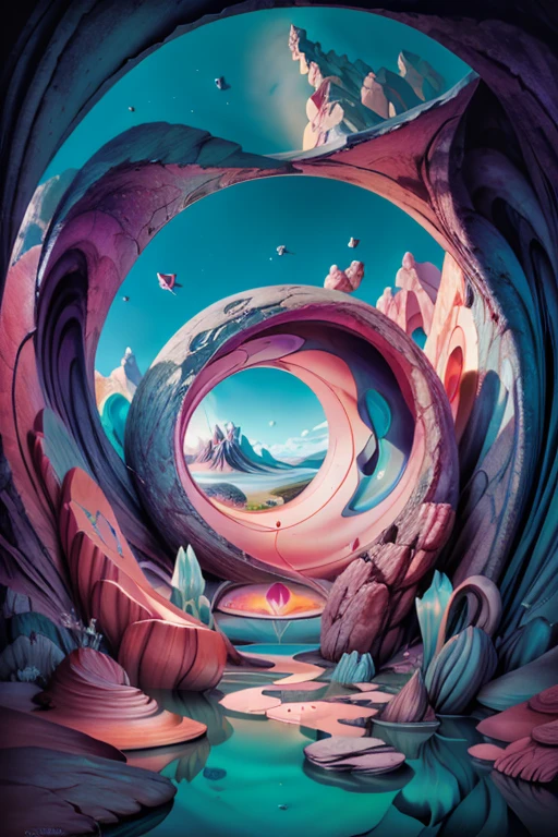  ( Surrealism ) a Surreal scene involving A vagina shaped hole, non euclidean vagina hole geometry, an abstract scene ,  Mystical vagina, vagina looking. Surreal vagina, photorealistic, 8k, hyper detailed, dramatic lighting, vibrant colors, surreal and abstract,  