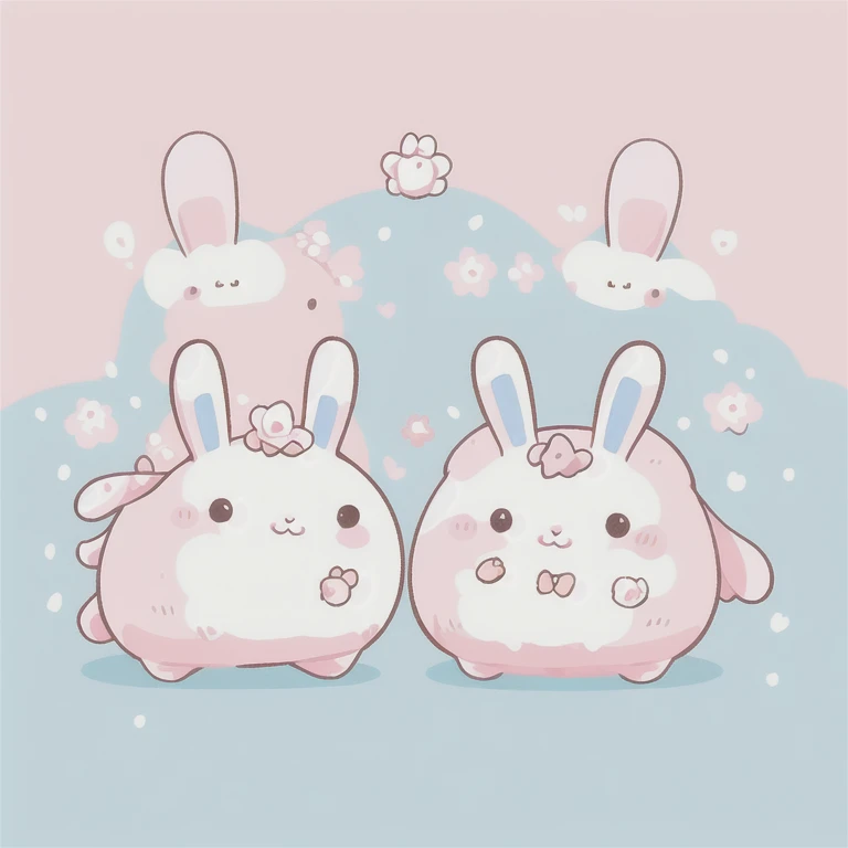 1 rabbit、cute rabbit,cute,kawaii,Sanrio、Stickers、character、Long-bodied rabbit、