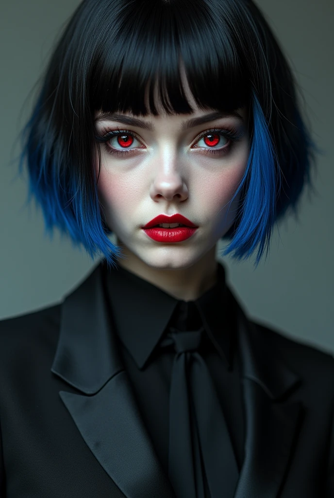 /ONE FOR ALL, imagine in 
face portrait of a 20 years old woman , gothic short blue hair, ruby piercing
\\ Made with ONE FOR ALL checkpoint by Chaos Experience @ https://civitai.com/user/ChaosExperience/ \\