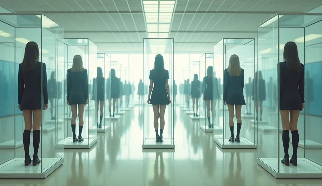 50 Asian girls with long hair and naked bodies on a bus