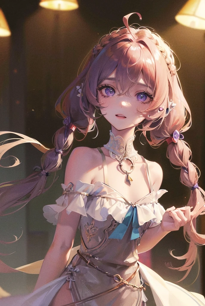 ((masterpiece)), ((Best quality)), (high resolution), (illustration), (an extremely delicate and beautiful), (ultra detailed beautiful face and eyes), nsfw,   1girl, leaning forward,  YukineChris, long hair, purple eyes, twintails, low twintails, ahoge, large breasts,volumetric lightning, 
detailed skin texture, detailed, volumetric shadow, anime screencap,Highest quality, Sorceress, ancient babylonian nobility, ((tan skin:1.2)), (brown skin color),Long hair, twin braids, hair ornament, wine colored hair, smile, Below average size breasts, bare shoulders, Leg spread、Groin、Yukine Chris、Wet condition
nude、Wet_shirt,Wet _underwear、tear_underwear
8K, masterpiece, Best_quality, high_resolution, ultra_details, detailed, 1girl, 独奏, looking_at_viewer, upper_body, braid, bangs, white_hair, hair_ribbon, hair_between_eyes, 
sidelocks,depth_of_field,light_particles,、french_braid, sharp focus, perfect hands, perfect face, perfect eyes, perfect light, dynamic light, natural light, Masterpiece, Best quality, 
