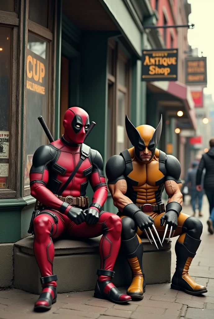 Deadpool and wolverine loading a car into their lap
