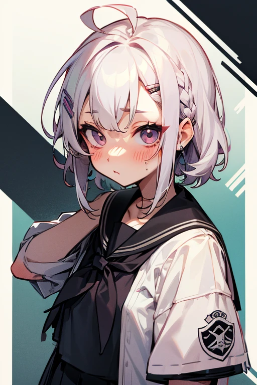 Short white hair, blush, Golf Wear、Punk Fashion、Headbang 2.、Twin tails、sharp、