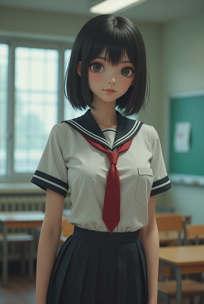 (nsfw), , , extra short hair, brown hair, brown eyes, classroom