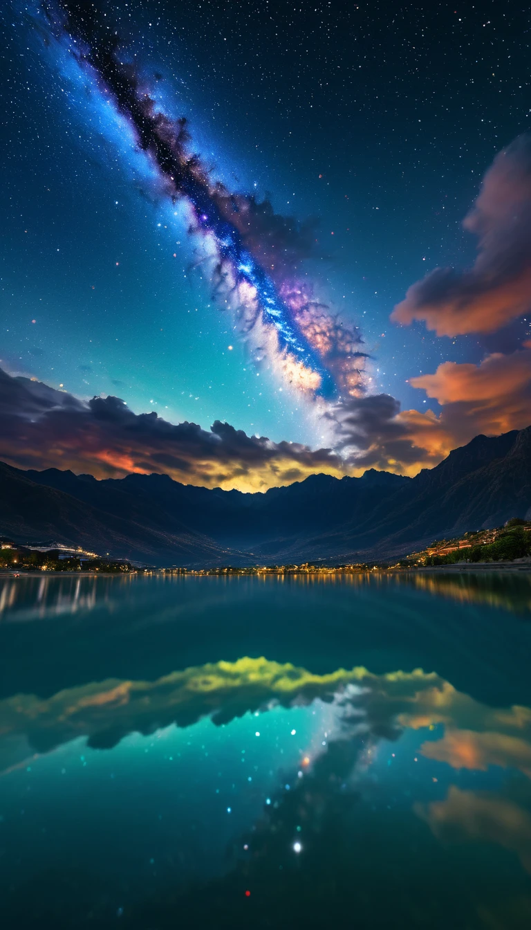 Partenón de Atenas,Photo realistic, Celestial, colorful stars々が輝くnight sky, fantasy theme, clearly visible, Cinema lighting, vivid lighting, dramatic atmosphere, Highly detailed, 8K, Lifelike, intricate details, 1 PC, night sky, dramatic lighting, dramatic clouds, bright star, The Milky Way in the background, Realistic reflections in water, dramatic lighting and shadows, Dramatic composition, beautiful colors and tones.xlmrblng36-500