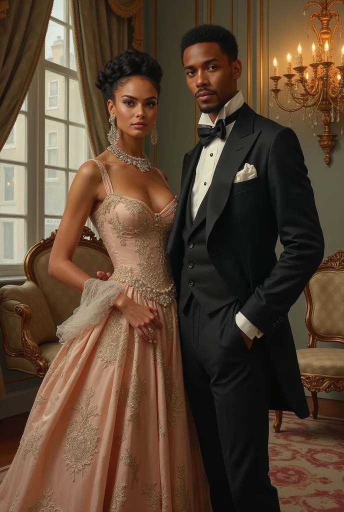 mulher bonita e elegante com um homem a segurando, Realstic, cinematic, 8k