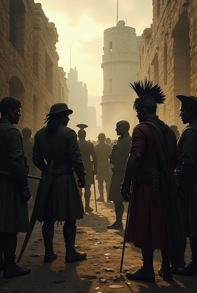 arafed image of a group of soldiers in full armor, steampunk world spikes, sekiro, steampunk rat, noir film world character design, live action film, workers, still frame from a movie, golden mask, traveller rpg, elites, ( steampunk ), valorant game style, pikes, by Aladár Körösfői-Kriesch --auto --s2