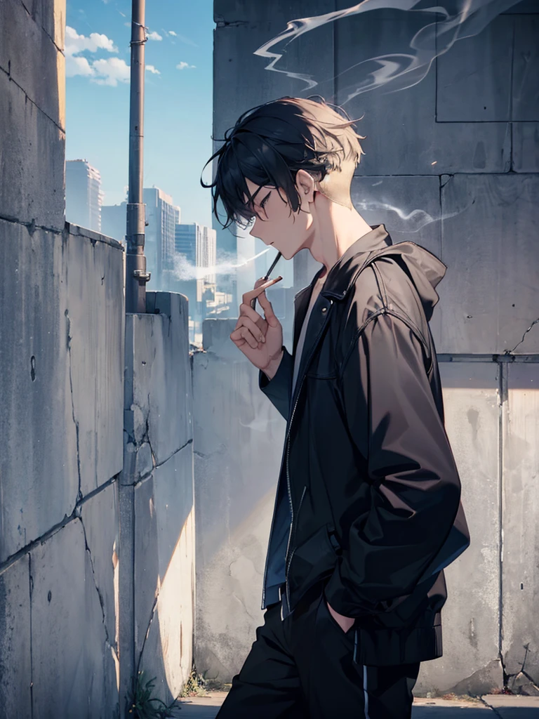 a dark image of a man in the dark smoking ?????????