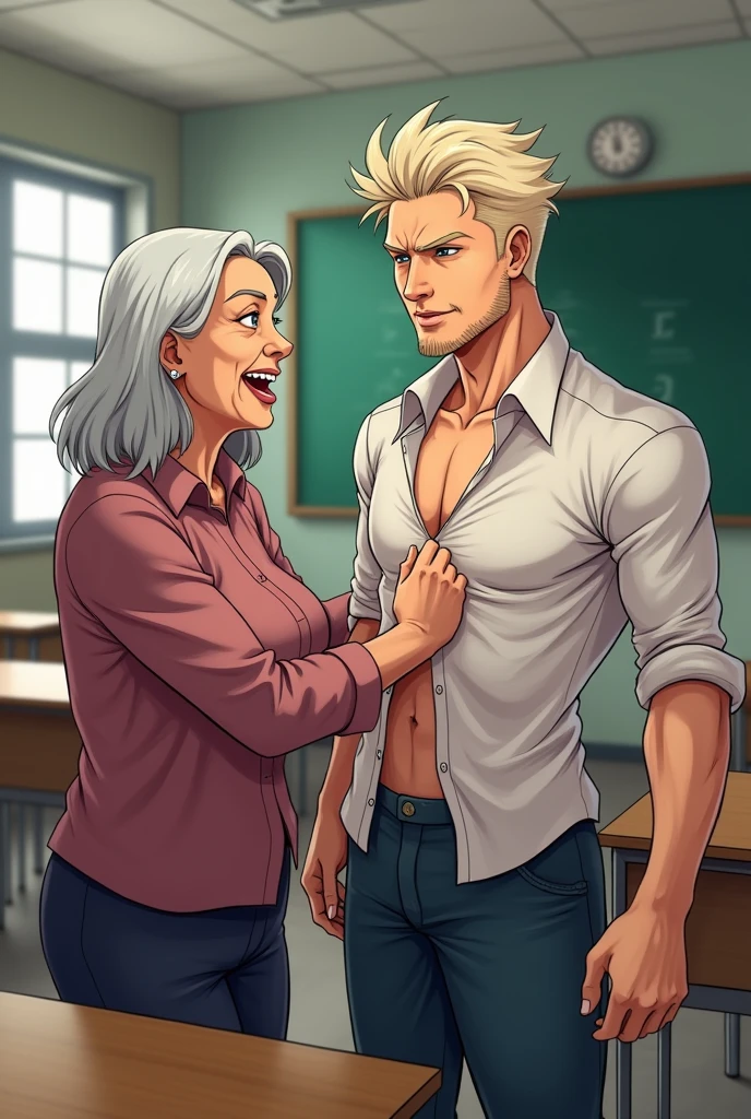 NSFW,
,,,
(School:1.6,classroom:1.6,netorare,From the side:1.6,cowboy shot:1.2),
(couple:1.8),(couple:1.8),(husband is holding his wife&#39;s waist:1.8),
(wife is An old hag:1.6,aging:1.5,facial wrinkles:1.2,wrinkled face:1.2,There are wrinkles around the eyes:1.3,Has nasolabial folds:1.4), (An old hag,crawl on all fours:1.6,sex,rape:1.6,Man on the butt side:1.6,Man Grabbing Woman's Waist:1.6),
(An old hag,Pregnant:1.6,blush,Trembling legs,:1.6,huge firm chest,saggy breasts,pepperoni nipples,Sweat on the nipples),
(An old hag,Glasses, A woman&#39;s dress shirt falls off:1.6,bra slips down:1.6,skirt slips down:1.6)
(Show your chest and hips:1.6,how the face:1.6),
,,, 
(((masterpiece))),(((highest quality))),(((4K,8K))),(((Very detailed CG))),(((High resolution, very unpleasant))), (((realistic,photorealistic,depth))),(((1.5 intricate details))),((((super wide shot)))), ((((UE5 screenshot))), (beautiful eyes, fine eyes, pretty eyes, natural eyebrows),
(perfect anatomy, super dense skin, 2arms, 2hand, 5 fingers, 2 nipples), 
,,,
(strong light),
