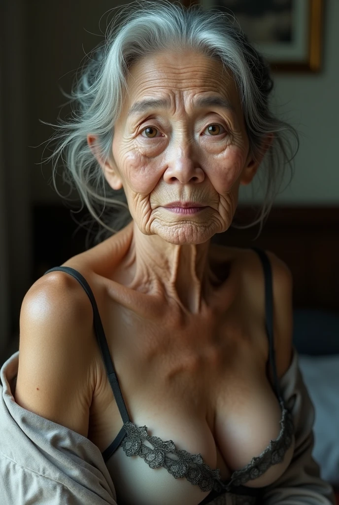 A bra less 80 year old korean women
