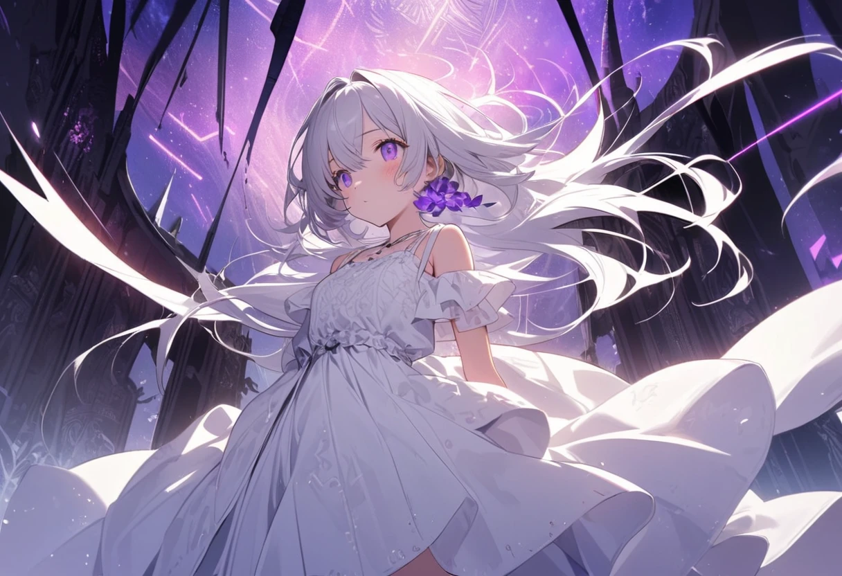 NSFW,masterpiece,Highest quality,High resolution,Very detailed,white\(no game No life\),Small breasts,Angel,Angelの羽,High-quality dress,Halter neck,gem,expectant face,blush,A moonlit church