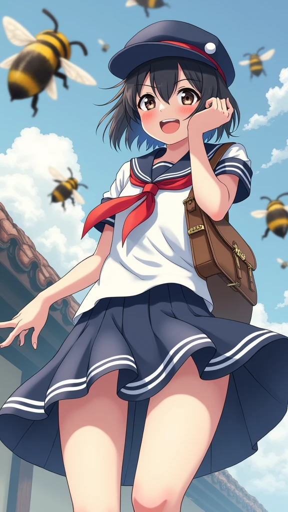 (Cute older sister:1.3)、Long eyelashes、smile,Spring atmosphere、noon、Aggressive、hot、((Strong winds))、Black Pantyhose、Shining Eyes、sneeze、pollen,Big Breasts