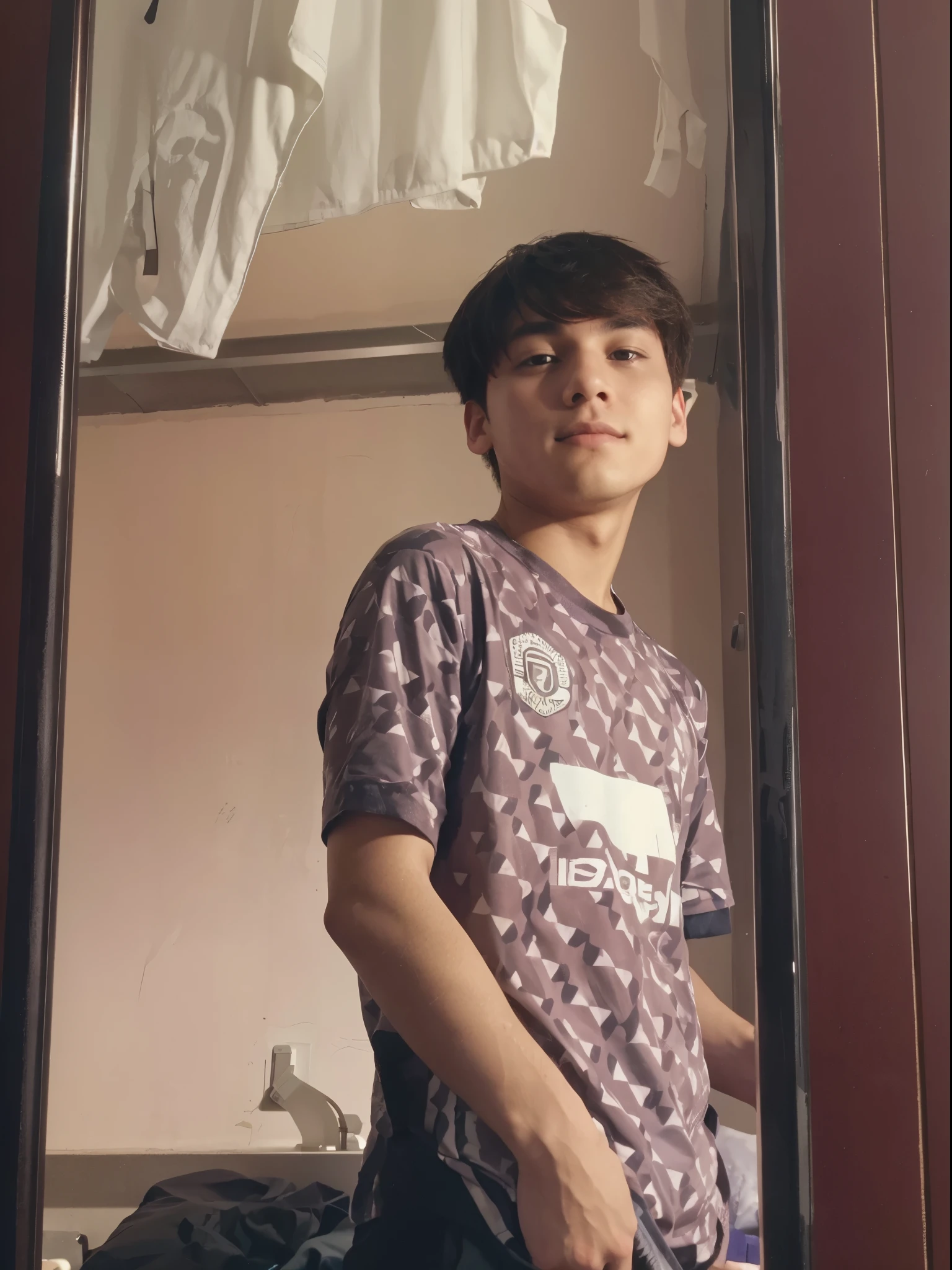Boy with white polo with name Adrián Vila 