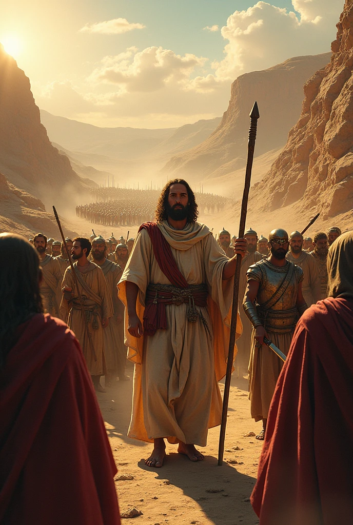 Josua Biblical character Joshua with staff in hand and the people of Israel ...