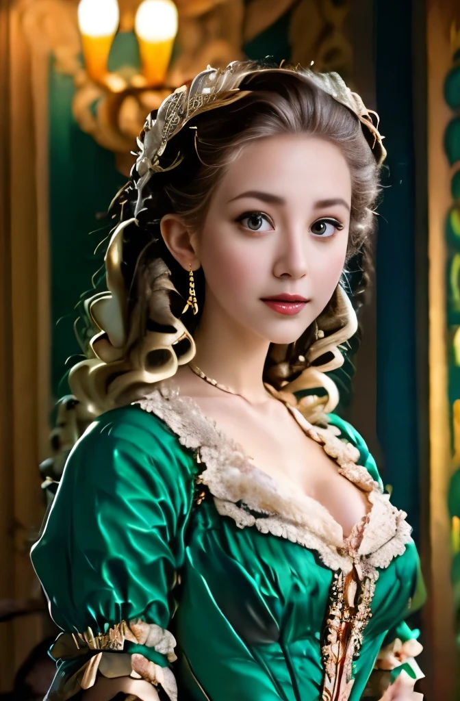 a close up of a woman wearing a dress and a necklace, gorgeous kacey rohl, 1 7 th century duchess, in victorian aristocrat, inspired by Eliseu Visconti, exquisite aristocratic,