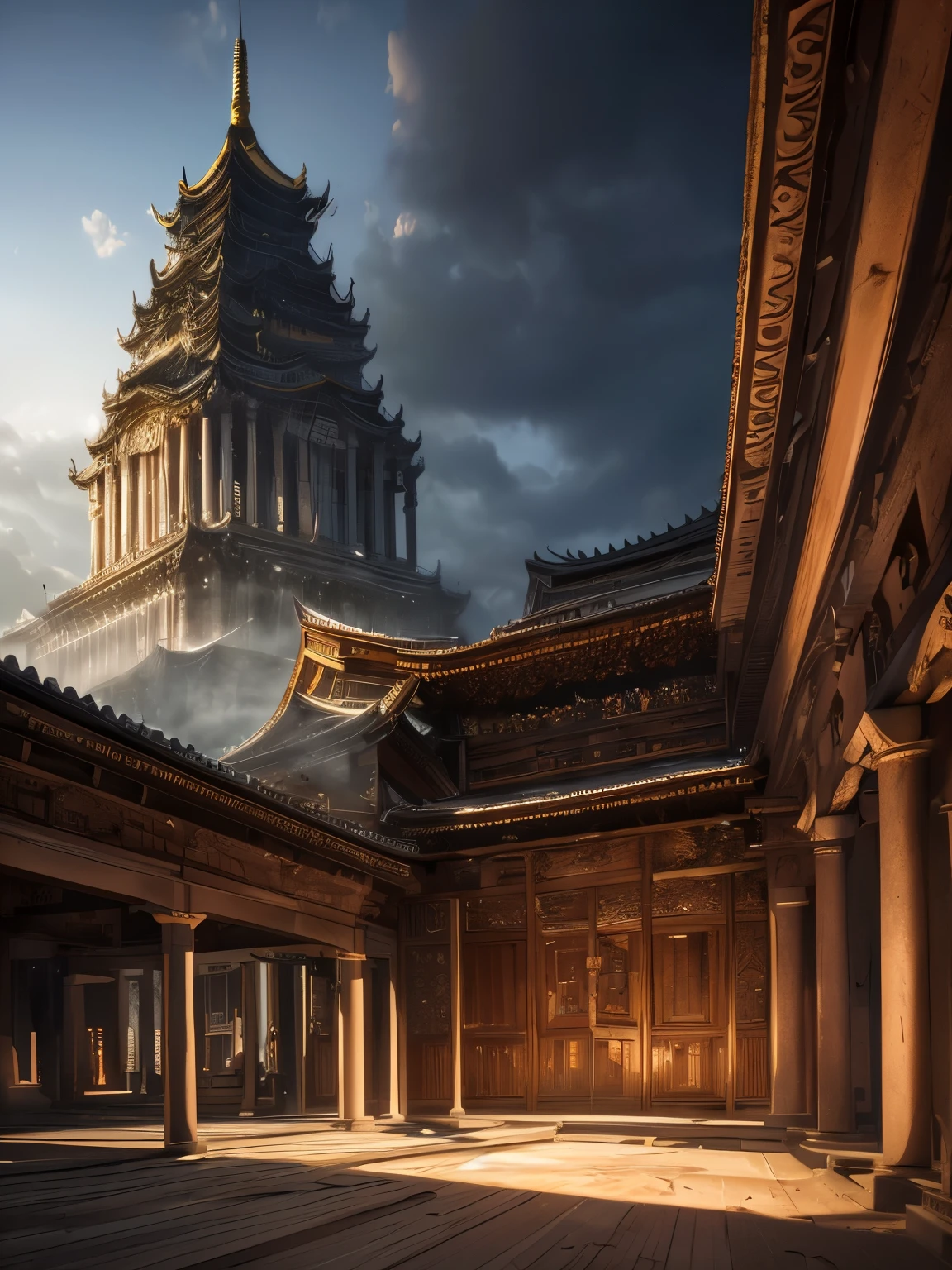 ((best quality)),(Ultra-high resolution),(Very detailed),(Detailed description),((Best CG)),(Best works of art),Ultra-precision art,Amazing Art,(The art of precision detail:1.5), Ruined temple:1.7,memorial