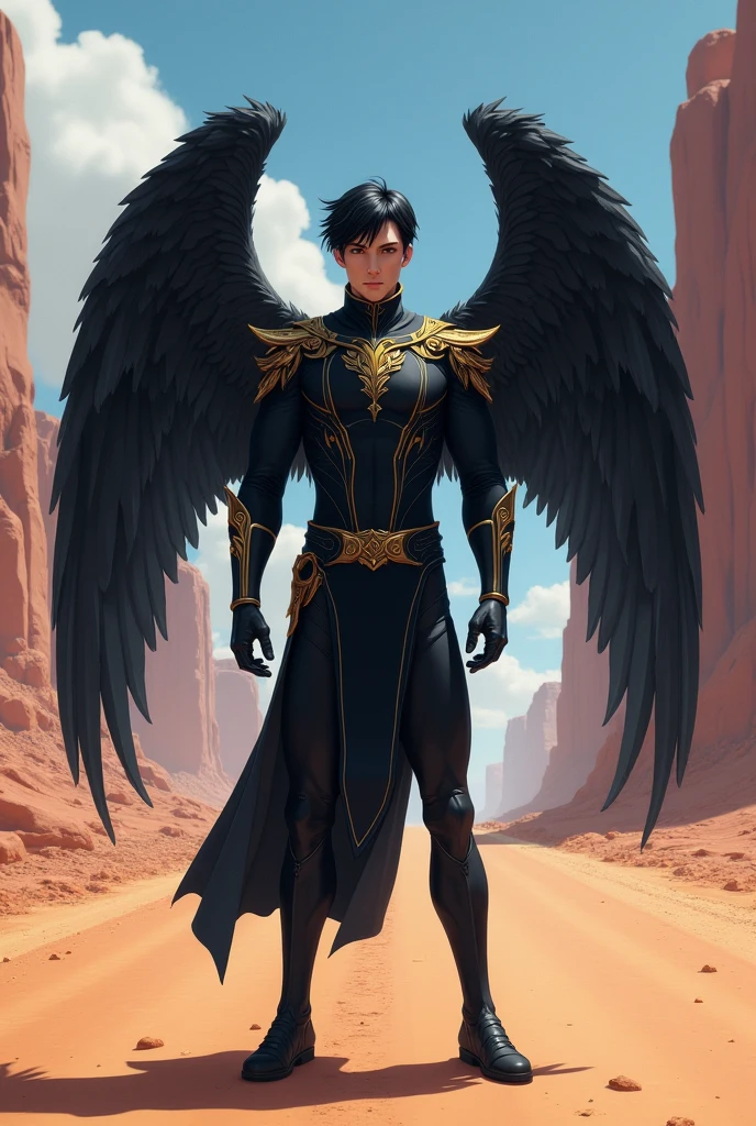 (masterpiece:1.2, best quality), (real picture, intricate details), (realistic:1.2), (photo-realistic:1.2), 1boy, solo, from below, looking at viewer, harpy, dark feathers, talons, hairy chest, happy trail, sharp eyes, detailed background, elegant and beautiful, beautiful illustration, standing by cliff, sunrays, ambient lighting,