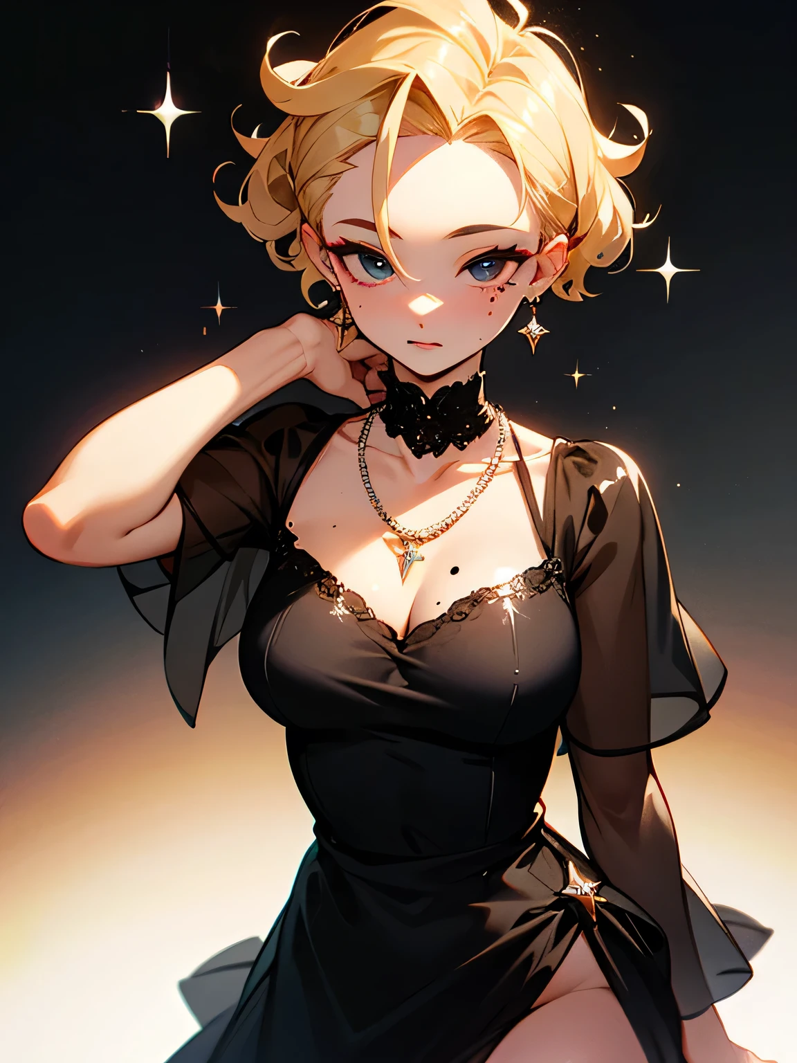 One girl, Black Dress, White Background,Japanese