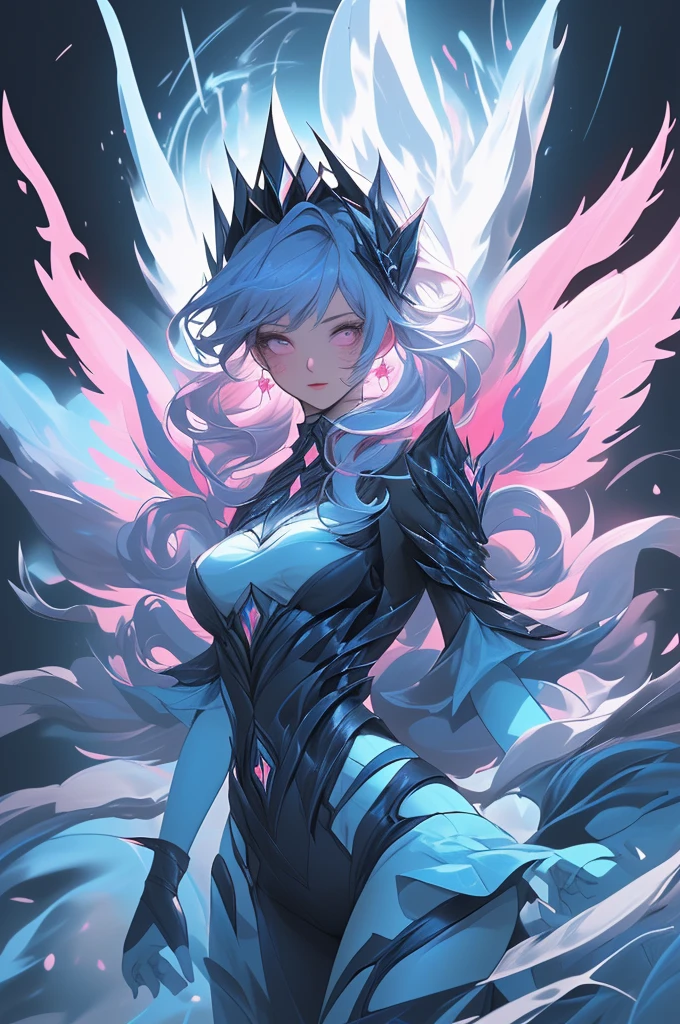 4K, high resolution, Best quality, Masterpiece, perfect colors, perfectly shaded, Perfect lighting, anthro, Furry art, majestic dragon, scutes,Bicolor scales,Silvery hair,A blue scaly body, blue color eyes, Perfect female body, Perfect female figure, Wear women's crop top and shorts, Dragon's horns, Abs, musculature, Detailed scales, Detailed face, Perfect face, (The stands up), Detailed background, ((Bonifasko lighting)), coda, (Detailed eyes), perfect pupils,
