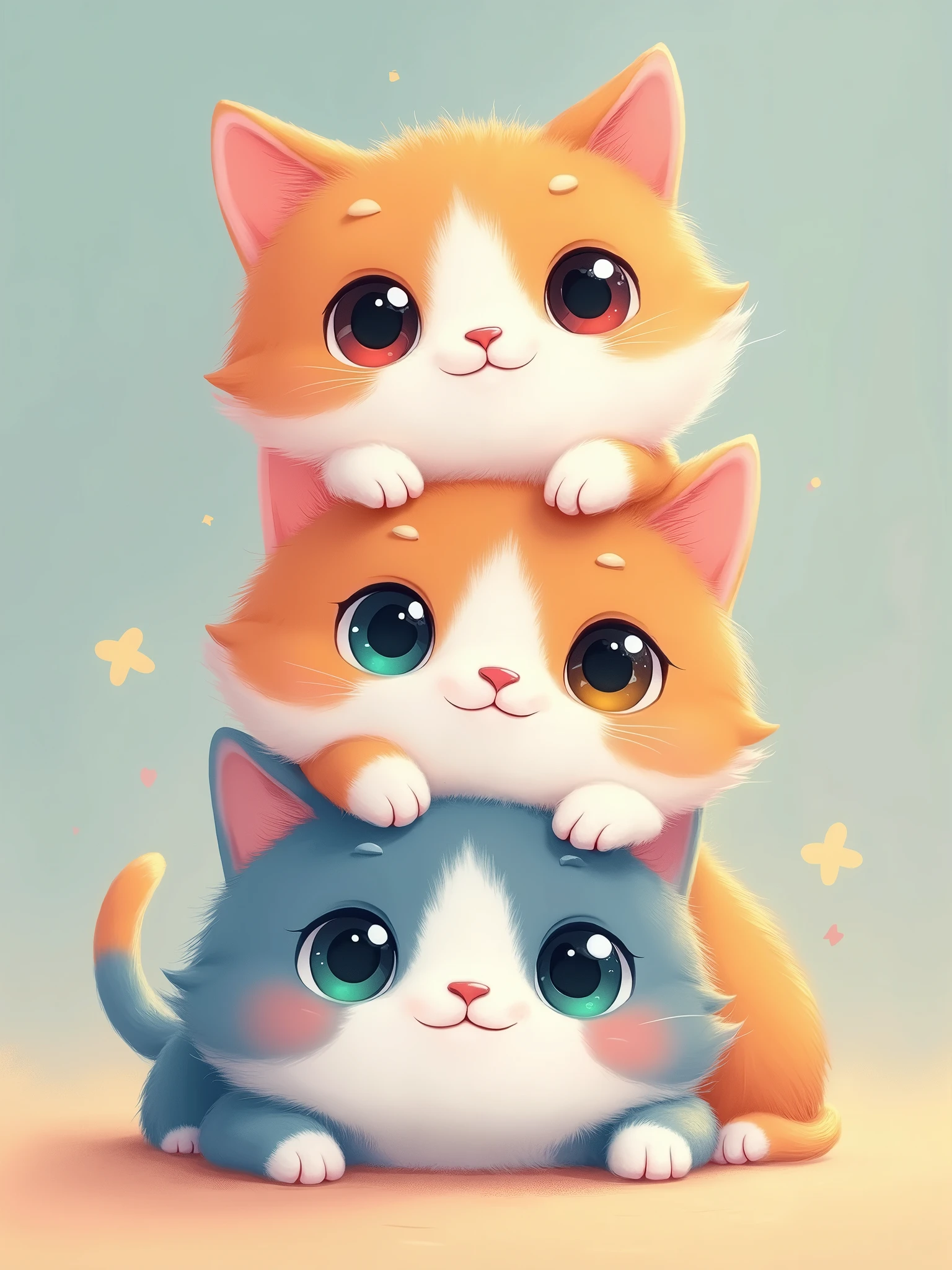 Generate a series of 8 cute pink kitten various expressions,There are happy ones,Sad,Angry,Angry,cute big breasts,hyper HD