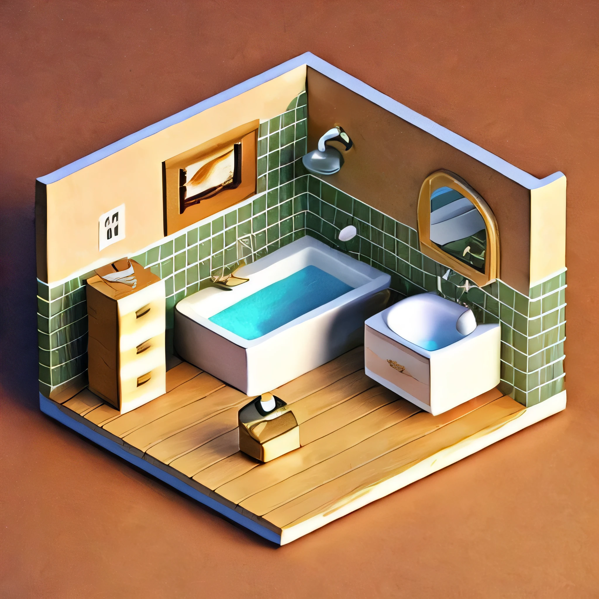 bathroom、Isometric illustration