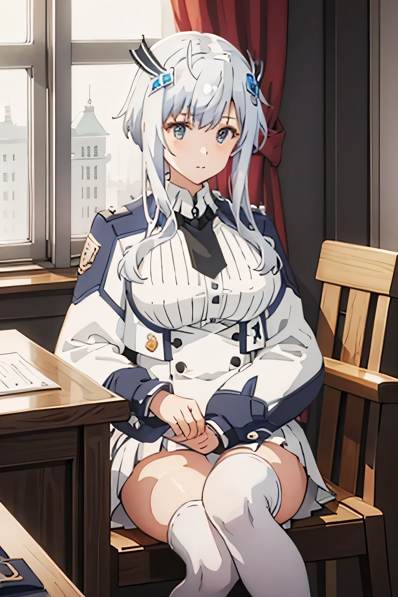 Anime character sitting on a chair in front of a window - SeaArt AI