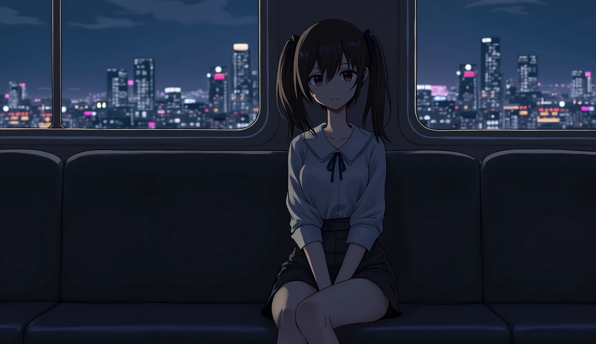 score_9, score_8_up, score_7_up, source_anime, best quality, masterpiece,ultra-detailed,official art, absurdres, highres, waifu2x, break,1girl, school girl, short hair, beautiful detailed eyes, sit, open mouth, (yawn:0.3), sleepily,night, train, break,(clear line illustration:1.2),very high resolution, very aesthetic, super detailed skin, Best sexual lighting powered by famous artist, 8k,ero picture,beauty illustration,photoshop_(medium),,(Detailed Lighting),