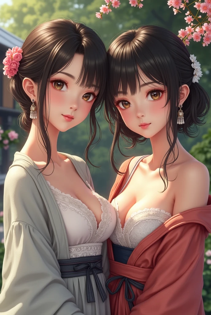 (((masterpiece, best quality))), (((superior quality))), cute girl, ((extremely detailed girl)), (huge breasts), (yukata), (bare shoulders), strapless top, slight smile, from side