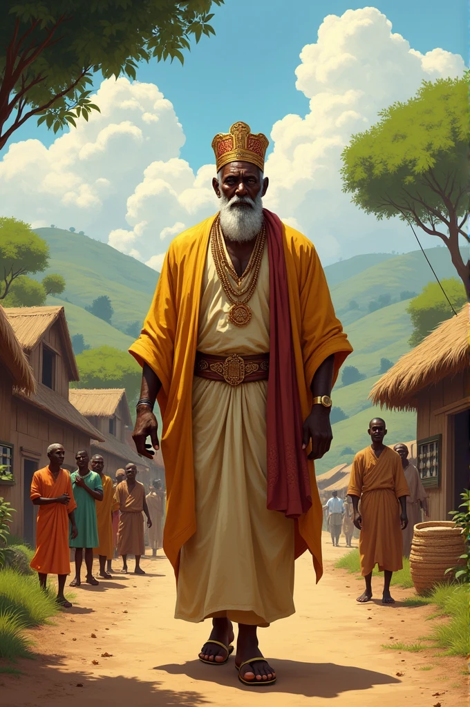 A portrait of an African man in a village whose successful with 7wives and 20children
